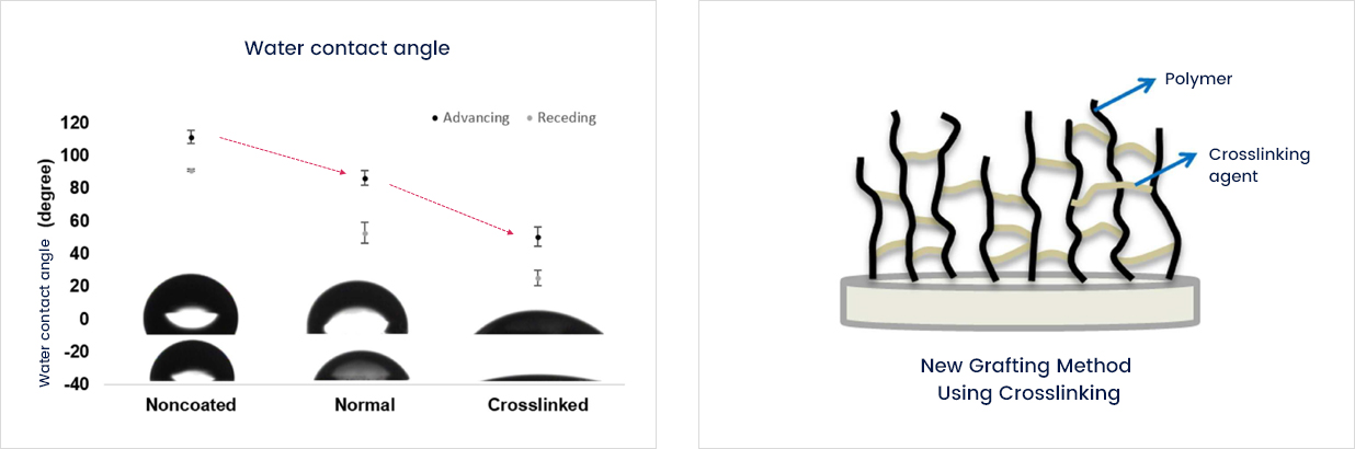 Surface covalent bonding + crosslinking